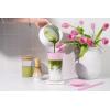 image:imageEllo Ava 18oz Glass Tumbler with Straw and Lid  Premium Ribbed Glass with Silicone Grip Car Cup Friendly Dishwasher Safe BPA Free  Iced Coffee Water Matcha Juice Cup  Pink OrchardPink Orchard