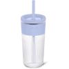 image:imageEllo Ava 18oz Glass Tumbler with Straw and Lid  Premium Ribbed Glass with Silicone Grip Car Cup Friendly Dishwasher Safe BPA Free  Iced Coffee Water Matcha Juice Cup  Pink OrchardBlueberry