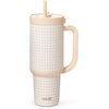 image:imageEllo Oasis 30oz Tumbler with Handle amp Retracting Straw  Reusable Insulated Stainless Steel Cup 100 Leakproof  Gifts for Teens Women Men  Keeps cold for 23 Hours  Cup Holder Friendly  BlackBeige Gingham