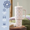 image:imageEllo Oasis 30oz Tumbler with Handle amp Retracting Straw  Reusable Insulated Stainless Steel Cup 100 Leakproof  Gifts for Teens Women Men  Keeps cold for 23 Hours  Cup Holder Friendly  BlackFlower Quilt