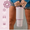 image:imageEllo Oasis Go 26oz Tumbler with Top Handle and Retracting Straw  Reusable Insulated Stainless Steel Cup 100 Leakproof Water Bottle 24 Hours Cold Cup Holder Friendly For Travel  In The CloudsPink Gingham