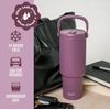 image:imageEllo Oasis Go 26oz Tumbler with Top Handle and Retracting Straw  Reusable Insulated Stainless Steel Cup 100 Leakproof Water Bottle 24 Hours Cold Cup Holder Friendly For Travel  In The CloudsWild Rasberry