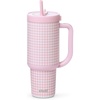 image:imageEllo Oasis 30oz Tumbler with Handle amp Retracting Straw  Reusable Insulated Stainless Steel Cup 100 Leakproof  Gifts for Teens Women Men  Keeps cold for 23 Hours  Cup Holder Friendly  BlackPink Gingham