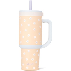 image:imageEllo Oasis 30oz Tumbler with Handle amp Retracting Straw  Reusable Insulated Stainless Steel Cup 100 Leakproof  Gifts for Teens Women Men  Keeps cold for 23 Hours  Cup Holder Friendly  BlackOrange Daisies