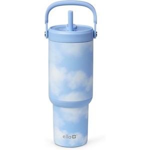 image:imageEllo Oasis Go 26oz Tumbler with Top Handle and Retracting Straw  Reusable Insulated Stainless Steel Cup 100 Leakproof Water Bottle 24 Hours Cold Cup Holder Friendly For Travel  In The CloudsIn The Clouds