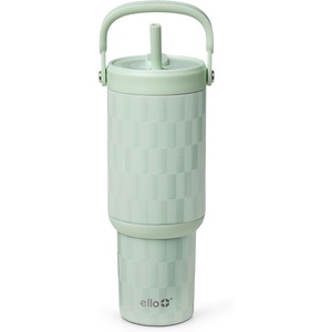 image:imageEllo Oasis Go 26oz Tumbler with Top Handle and Retracting Straw  Reusable Insulated Stainless Steel Cup 100 Leakproof Water Bottle 24 Hours Cold Cup Holder Friendly For Travel  In The CloudsJadeglow