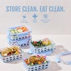 image:imageEllo Duraglass Refresh 34 Cup Meal Prep Sets 10Pc 5 Pack Set Glass Food Storage Container with Silicone Boot and Airtight BPAFree Plastic Lids Dishwasher Microwave and Freezer Safe MelonHalogen Blue with Sleeve