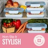 image:imageEllo Duraglass Refresh 34 Cup Meal Prep Sets 10Pc 5 Pack Set Glass Food Storage Container with Silicone Boot and Airtight BPAFree Plastic Lids Dishwasher Microwave and Freezer Safe MelonDusk Delight