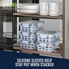 image:imageEllo Duraglass Refresh 34 Cup Meal Prep Sets 10Pc 5 Pack Set Glass Food Storage Container with Silicone Boot and Airtight BPAFree Plastic Lids Dishwasher Microwave and Freezer Safe MelonHalogen Blue with Sleeve