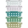 image:imageEllo Duraglass Refresh 34 Cup Meal Prep Sets 10Pc 5 Pack Set Glass Food Storage Container with Silicone Boot and Airtight BPAFree Plastic Lids Dishwasher Microwave and Freezer Safe MelonOlive Tree