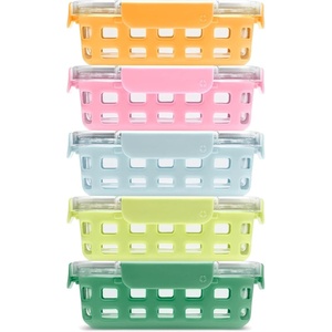 image:imageEllo Duraglass Refresh 34 Cup Meal Prep Sets 10Pc 5 Pack Set Glass Food Storage Container with Silicone Boot and Airtight BPAFree Plastic Lids Dishwasher Microwave and Freezer Safe MelonMeadow