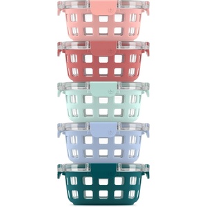 image:imageEllo Duraglass Refresh 34 Cup Meal Prep Sets 10Pc 5 Pack Set Glass Food Storage Container with Silicone Boot and Airtight BPAFree Plastic Lids Dishwasher Microwave and Freezer Safe MelonMelon Rounds