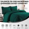 imageTribeca Living King Duvet Cover Set Soft Plain Bed Set Wrinkle Resistant Bedding Microfiber Includes One Duvet Cover and Two Sham Pillowcases Durable Bedding 110 GSM ValenciaWhiteTeal