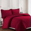 imageTribeca Living King Duvet Cover Set Soft Plain Bed Set Wrinkle Resistant Bedding Microfiber Includes One Duvet Cover and Two Sham Pillowcases Durable Bedding 110 GSM ValenciaWhiteDeep Red