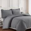 imageTribeca Living King Duvet Cover Set Soft Plain Bed Set Wrinkle Resistant Bedding Microfiber Includes One Duvet Cover and Two Sham Pillowcases Durable Bedding 110 GSM ValenciaWhiteGrey