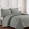 imageTribeca Living King Duvet Cover Set Soft Plain Bed Set Wrinkle Resistant Bedding Microfiber Includes One Duvet Cover and Two Sham Pillowcases Durable Bedding 110 GSM ValenciaWhiteSilver Grey