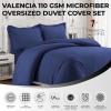 imageTribeca Living King Duvet Cover Set Soft Plain Bed Set Wrinkle Resistant Bedding Microfiber Includes One Duvet Cover and Two Sham Pillowcases Durable Bedding 110 GSM ValenciaWhiteMoonlight Blue