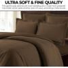 imageTribeca Living King Duvet Cover Set Soft Plain Bed Set Wrinkle Resistant Bedding Microfiber Includes One Duvet Cover and Two Sham Pillowcases Durable Bedding 110 GSM ValenciaWhiteValenciaChocolate