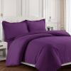 imageTribeca Living King Duvet Cover Set Soft Plain Bed Set Wrinkle Resistant Bedding Microfiber Includes One Duvet Cover and Two Sham Pillowcases Durable Bedding 110 GSM ValenciaWhiteDark Purple