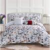 imageTribeca Living Floral Print King Cotton Comforter Set Oversized Five Piece Bedding Set Includes One Comforter Pillowcase Shams and Two Decorative Pillows AmalfiBlue MultiDeep RedMulti