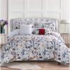 imageTribeca Living Floral Print King Cotton Comforter Set Oversized Five Piece Bedding Set Includes One Comforter Pillowcase Shams and Two Decorative Pillows AmalfiDeep Red Multi