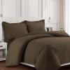 imageTribeca Living King Duvet Cover Set Soft Plain Bed Set Wrinkle Resistant Bedding Microfiber Includes One Duvet Cover and Two Sham Pillowcases Durable Bedding 110 GSM ValenciaWhiteValenciaChocolate