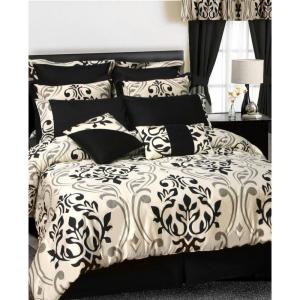 imageTribeca Living Empire 12Piece Cotton Bed in a Bag with Deep Pocket Sheet SetPrague Greyblack