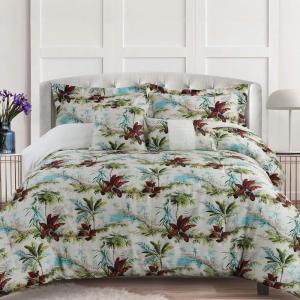 imageTribeca Living Floral Print California King Cotton Comforter Set Oversized Five Piece Bedding Set Includes One Comforter Pillowcase Shams and Two Decorative PillowsParadiseMulticolorMulticolor