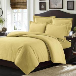 imageTribeca Living King Duvet Cover Set Soft Plain Bed Set Wrinkle Resistant Bedding Microfiber Includes One Duvet Cover and Two Sham Pillowcases Durable Bedding 110 GSM ValenciaWhiteGold