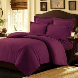 imageTribeca Living King Duvet Cover Set Soft Plain Bed Set Wrinkle Resistant Bedding Microfiber Includes One Duvet Cover and Two Sham Pillowcases Durable Bedding 110 GSM ValenciaWhiteDark Purple