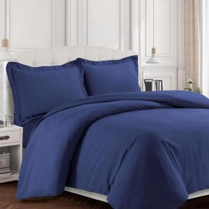 imageTribeca Living King Duvet Cover Set Soft Plain Bed Set Wrinkle Resistant Bedding Microfiber Includes One Duvet Cover and Two Sham Pillowcases Durable Bedding 110 GSM ValenciaWhiteMoonlight Blue