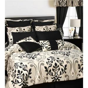 imageTribeca Living Room in A Bag 24 Piece Set Includes Oversized Comforter Shams Bedskirt Curtains Valance Decorative Cushions and Bed Sheets Cal King AtlantisPrague