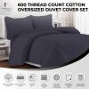 imageTribeca Living Egyptian Cotton King Duvet Cover Set 3pc Oversized Plain Bedding Set Includes King Duvet Cover And Two Sham Pillowcases 600 Thread Count Sky BlueSteel