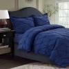 imageTribeca Living King Duvet Cover Set Plain Bed Set Pintuck Microfiber Wrinkle Resistant Three Piece Set Includes One Duvet Cover and Two Sham Pillowcases SydneyTealMoonlight Blue