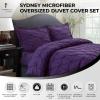 imageTribeca Living King Duvet Cover Set Plain Bed Set Pintuck Microfiber Wrinkle Resistant Three Piece Set Includes One Duvet Cover and Two Sham Pillowcases SydneyTealPurple