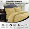 imageTribeca Living King Duvet Cover Set Plain Bed Set Pintuck Microfiber Wrinkle Resistant Three Piece Set Includes One Duvet Cover and Two Sham Pillowcases SydneyTealGold