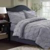 imageTribeca Living King Duvet Cover Set Plain Bed Set Pintuck Microfiber Wrinkle Resistant Three Piece Set Includes One Duvet Cover and Two Sham Pillowcases SydneyTealSilver Grey