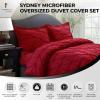 imageTribeca Living King Duvet Cover Set Plain Bed Set Pintuck Microfiber Wrinkle Resistant Three Piece Set Includes One Duvet Cover and Two Sham Pillowcases SydneyTealDeep Red
