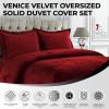 imageTribeca Living VENICEDUVET Venice Velvet Oversized Solid Duvet Set3pieces King BurgundyBurgundy
