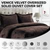 imageTribeca Living VENICEDUVET Venice Velvet Oversized Solid Duvet Set3pieces King BurgundyChocolate