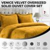 imageTribeca Living VENICEDUVET Venice Velvet Oversized Solid Duvet Set3pieces King BurgundyGold