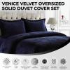 imageTribeca Living VENICEDUVET Venice Velvet Oversized Solid Duvet Set3pieces King BurgundyIndigo