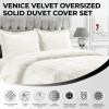 imageTribeca Living VENICEDUVET Venice Velvet Oversized Solid Duvet Set3pieces King BurgundyIvory