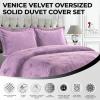 imageTribeca Living VENICEDUVET Venice Velvet Oversized Solid Duvet Set3pieces King BurgundyLilac