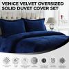 imageTribeca Living VENICEDUVET Venice Velvet Oversized Solid Duvet Set3pieces King BurgundyNavy Blue