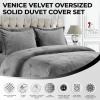 imageTribeca Living VENICEDUVET Venice Velvet Oversized Solid Duvet Set3pieces King BurgundySmoke Grey