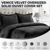 imageTribeca Living VENICEDUVET Venice Velvet Oversized Solid Duvet Set3pieces King BurgundySteel Grey