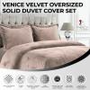 imageTribeca Living VENICEDUVET Venice Velvet Oversized Solid Duvet Set3pieces King BurgundyTaupe