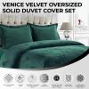 imageTribeca Living VENICEDUVET Venice Velvet Oversized Solid Duvet Set3pieces King BurgundyTeal