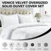 imageTribeca Living VENICEDUVET Venice Velvet Oversized Solid Duvet Set3pieces King BurgundyWhite